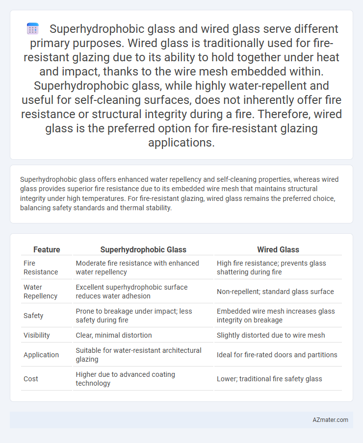 Superhydrophobic glass and wired glass serve different primary purposes. Wired glass is traditionally used for fire-resistant glazing due to its abili