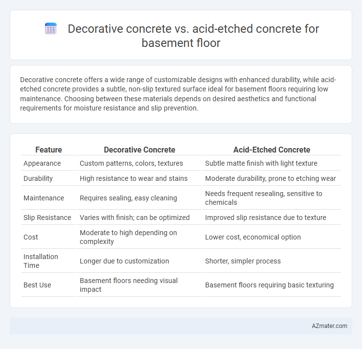 Decorative concrete vs. acid-etched concrete for basement floor - What is The Difference?