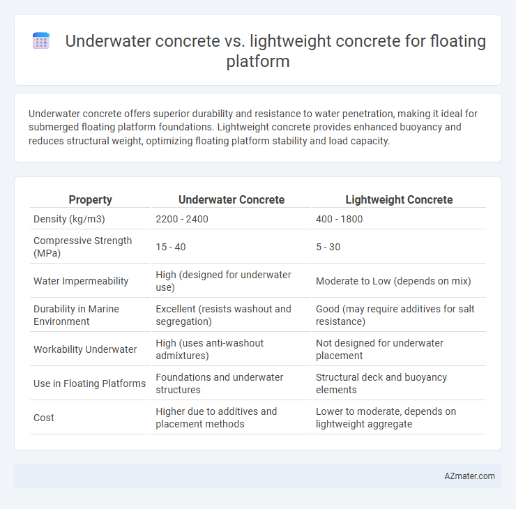 Underwater concrete vs. lightweight concrete for floating platform - What is The Difference?